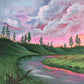 Strawberry Skies wood panel print