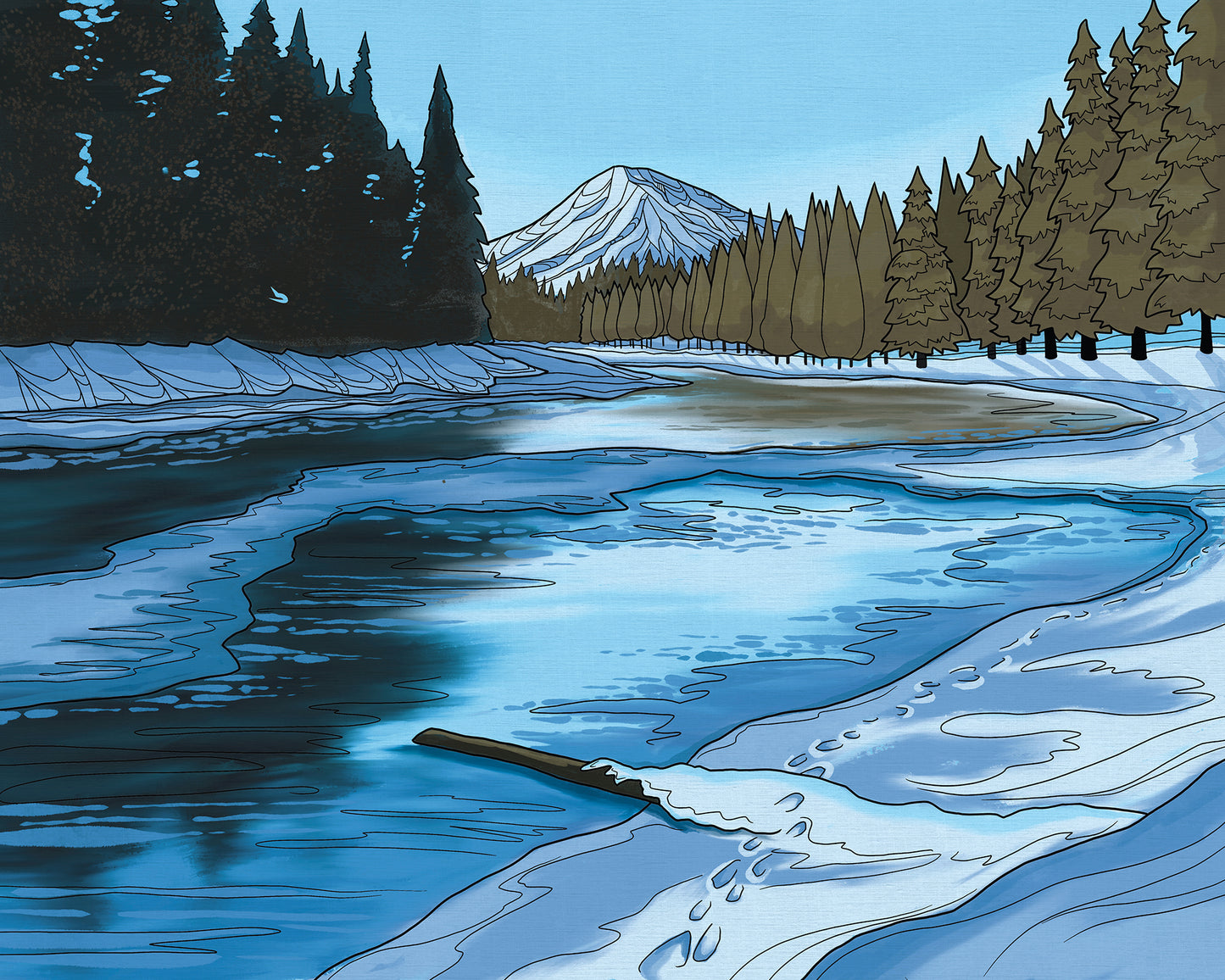 Sunriver Winter wood panel print
