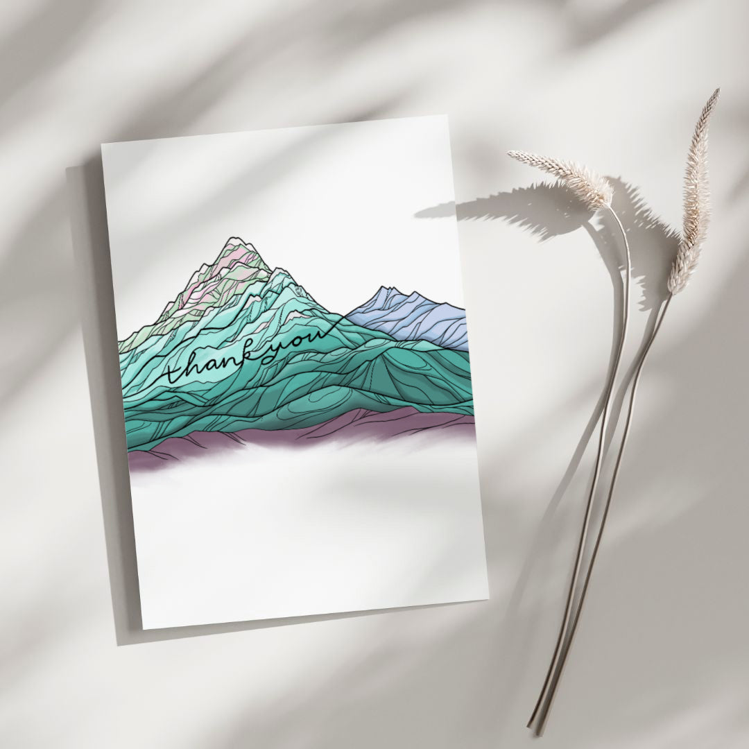 Mountain Grad Card Thank You Mountain greeting card – Michele Michael Art