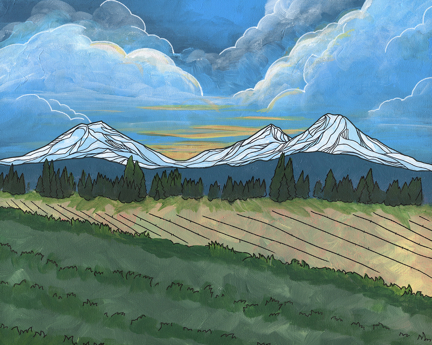 Three Sisters Storm wood panel print