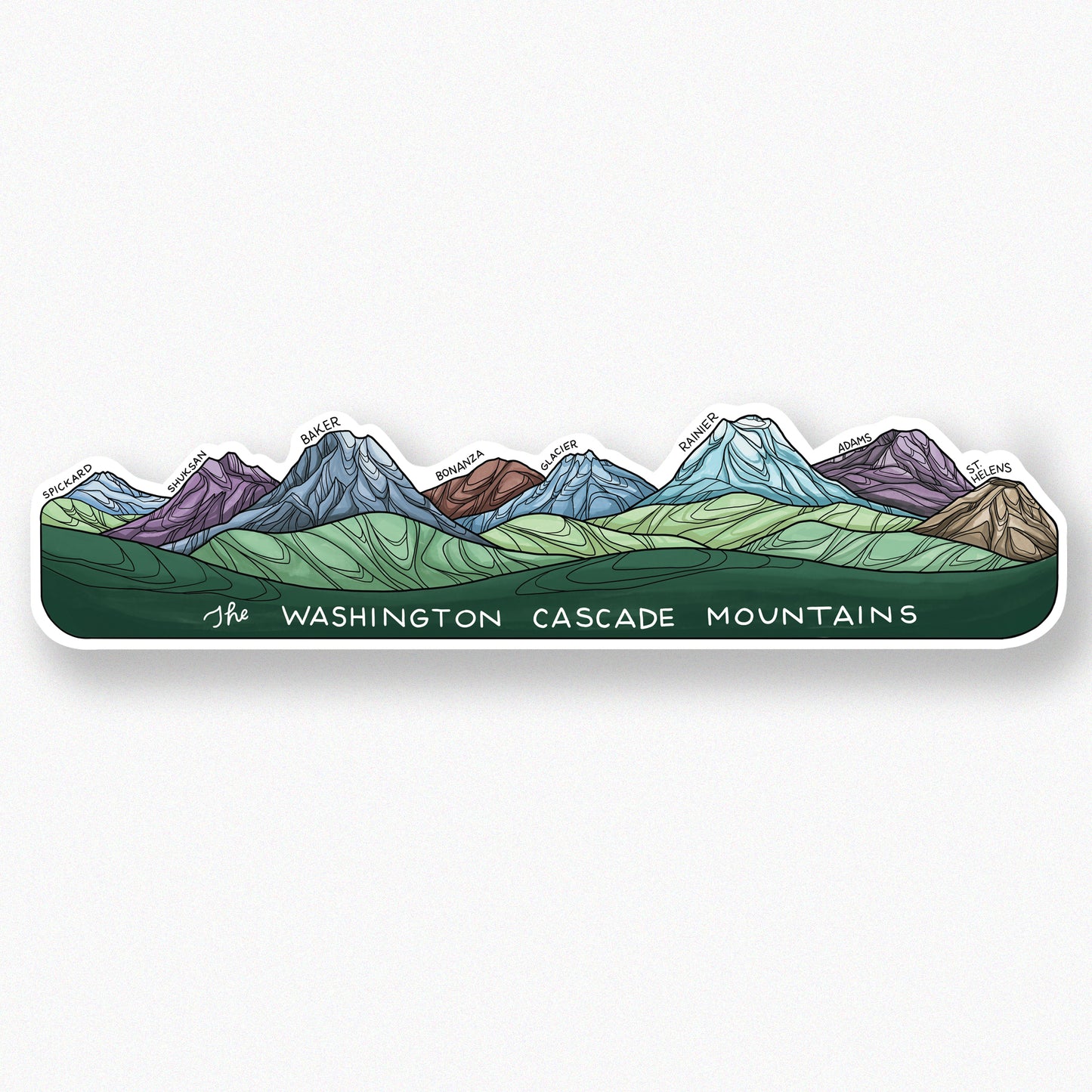 Washington Cascade Mountains long sticker