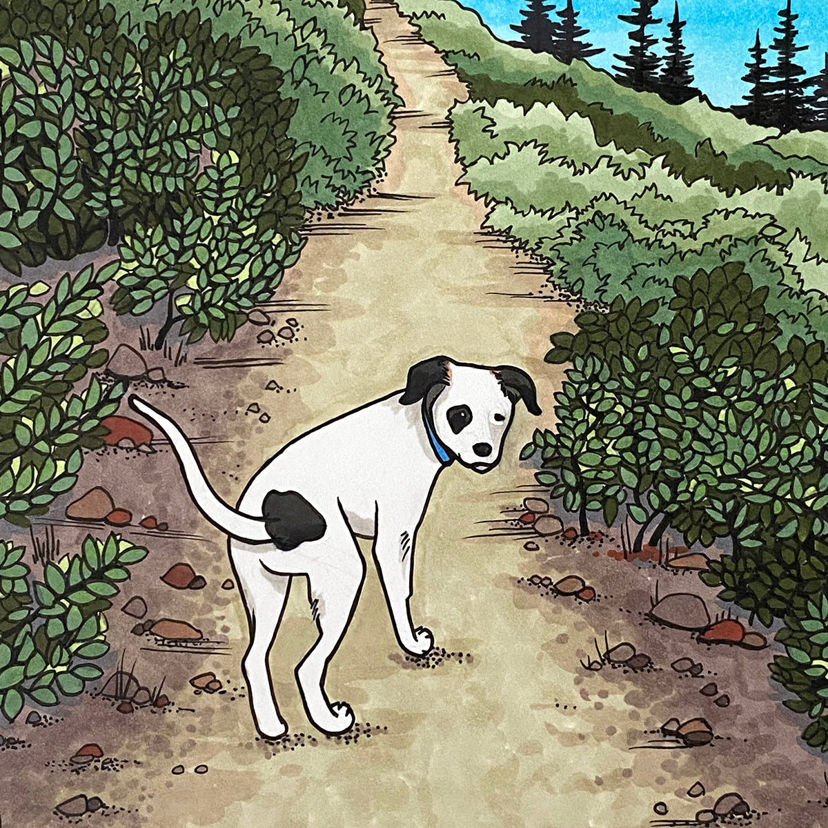 Hiking Dog original artwork