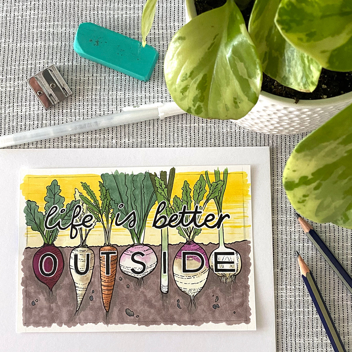 Life Is Better Outside, Veggies original artwork