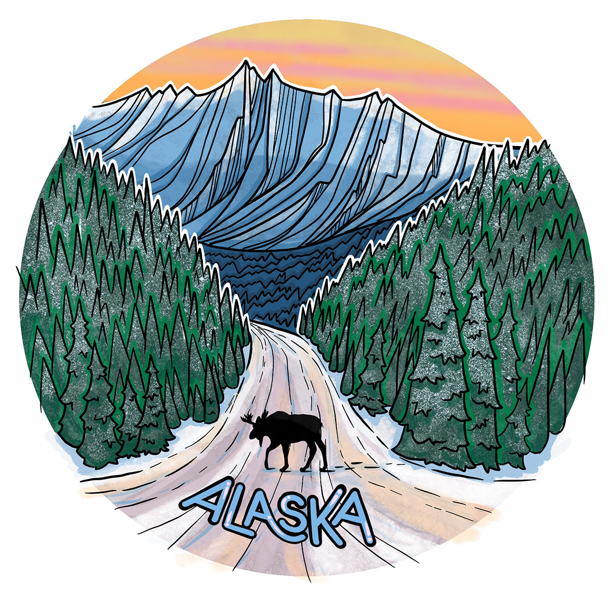 Moose on Road sticker