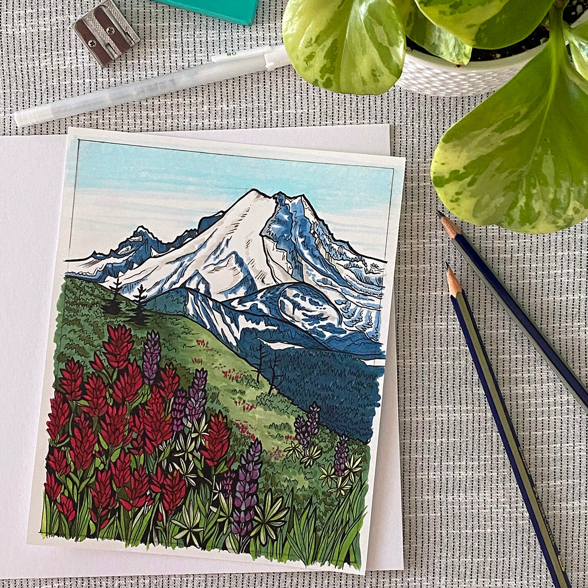 Mount Rainier Wildflowers original artwork