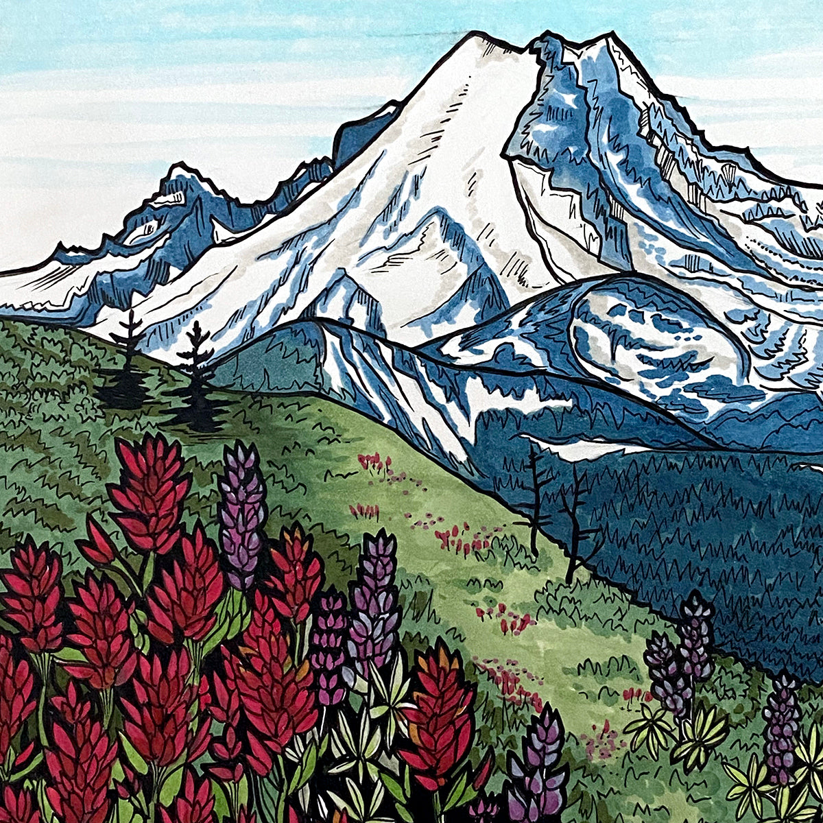 Mount Rainier Wildflowers original artwork
