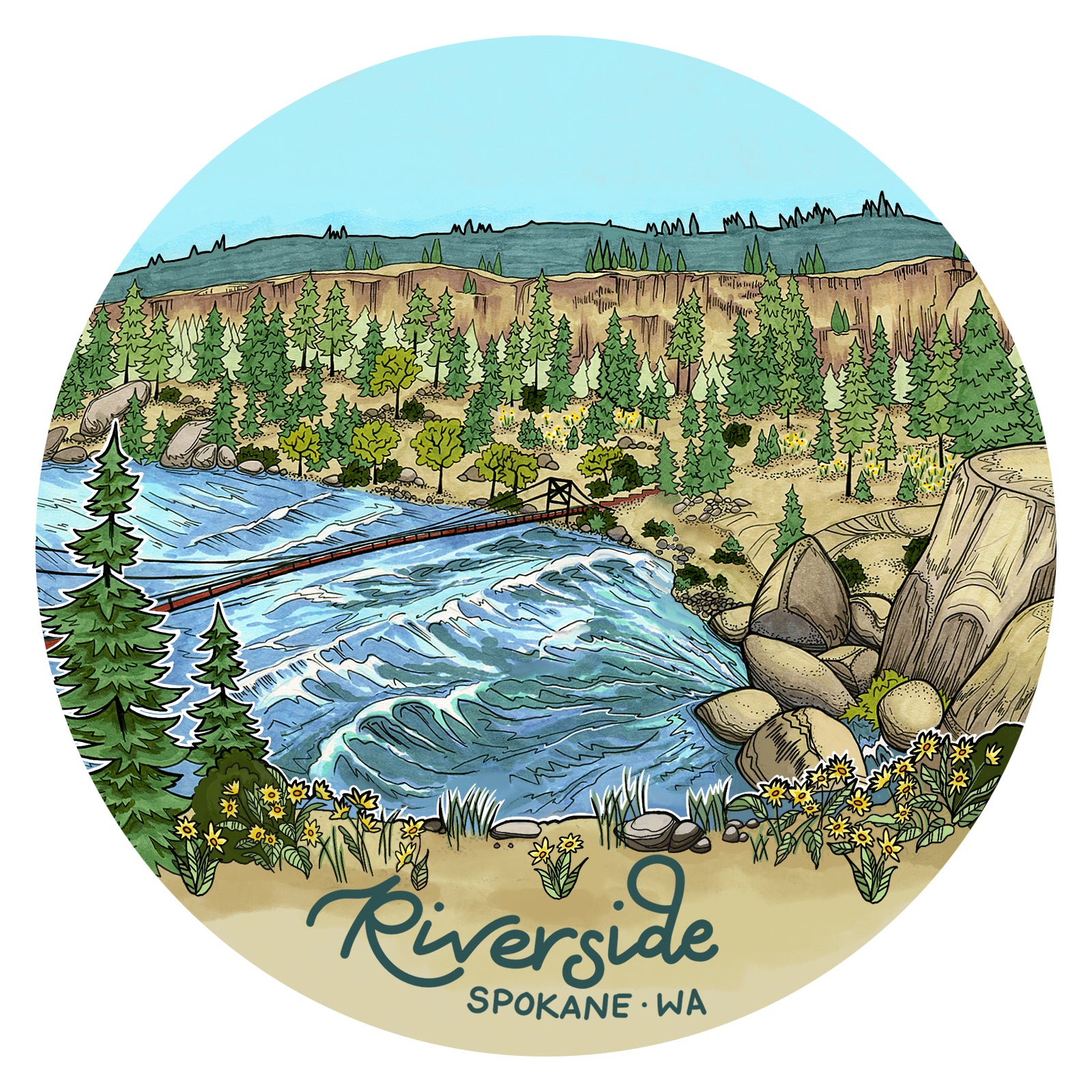 Spokane Sticker Riverside Spokane sticker – Michele Michael Art