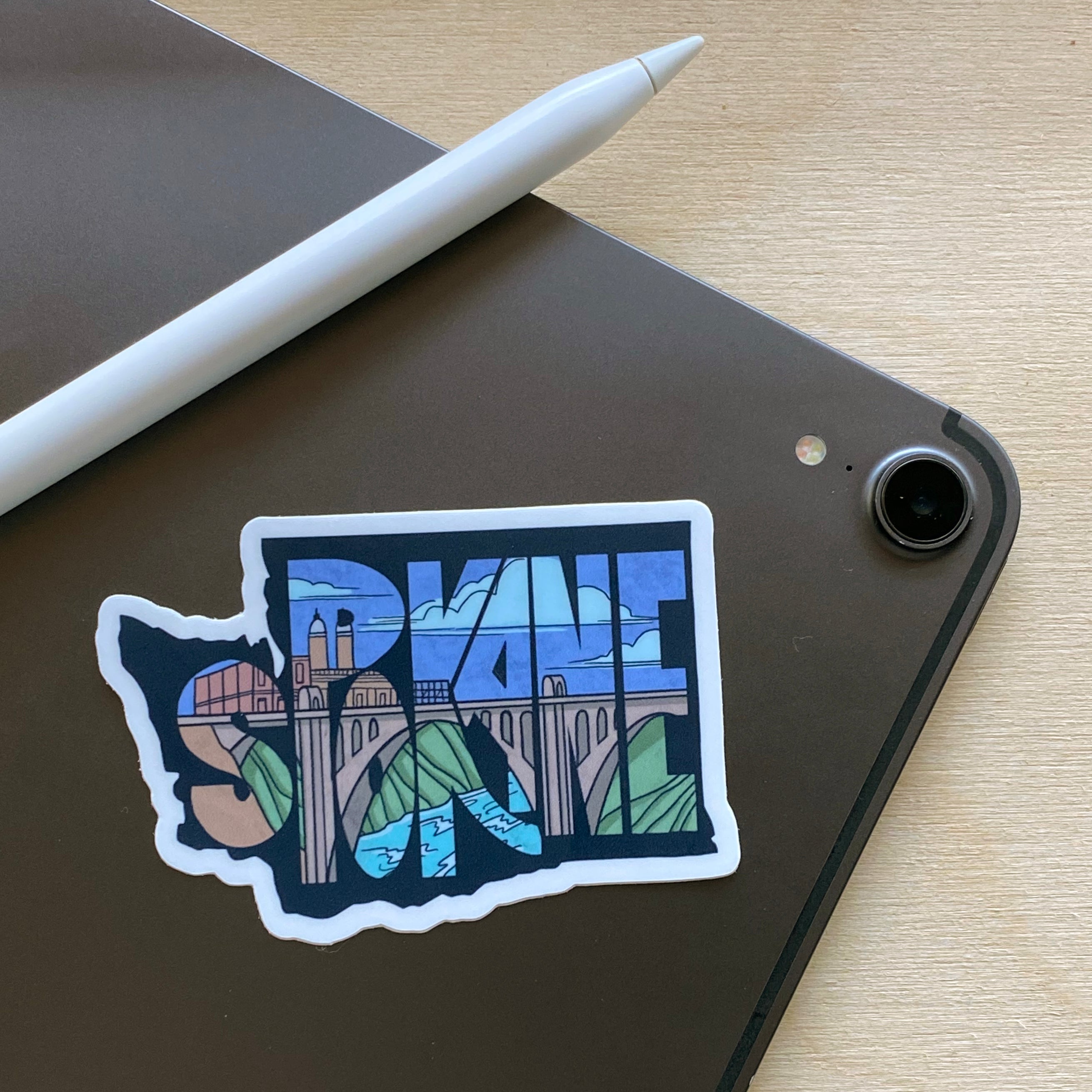 Spokane Sticker Spokane WA State Shape sticker – Michele Michael Art
