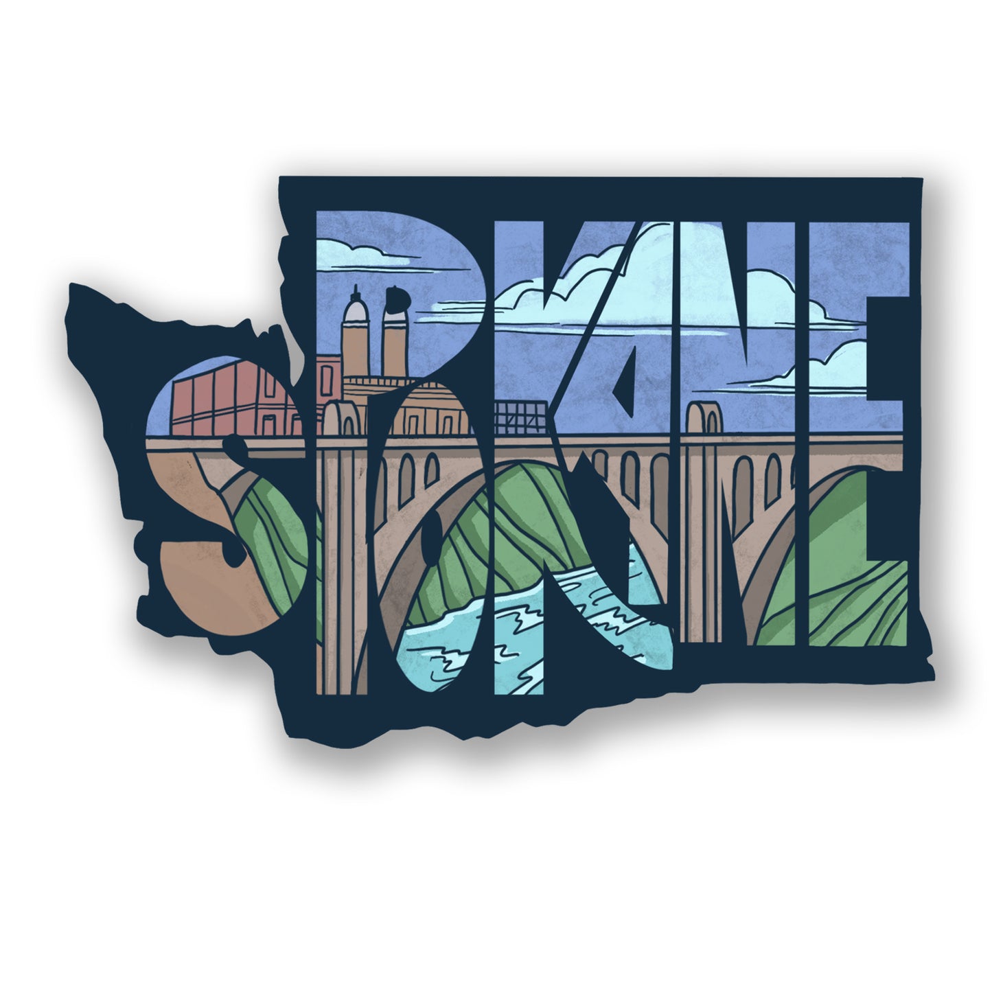 Spokane WA State Shape sticker